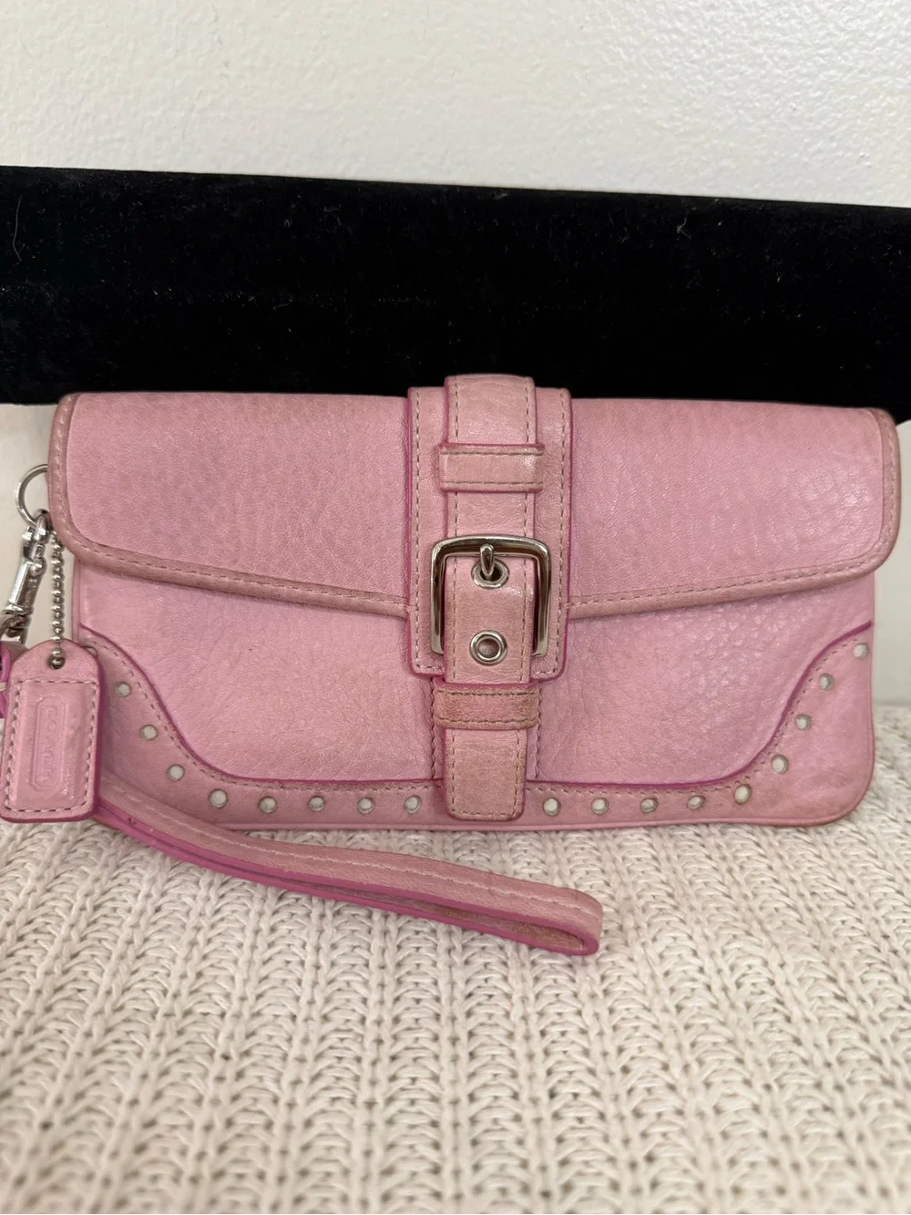 Coach Hamilton light Pink Leather Wristlet Clutch/wrirtlet with Studded Detail
